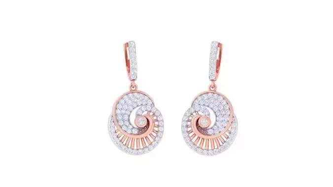 Spiral Women Drop Earrings 3dm stl 3mf obj glb gltf render