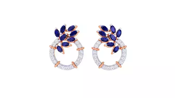 Leaf Women Studs Earrings 3dm stl 3mf obj glb gltf render 3D print model