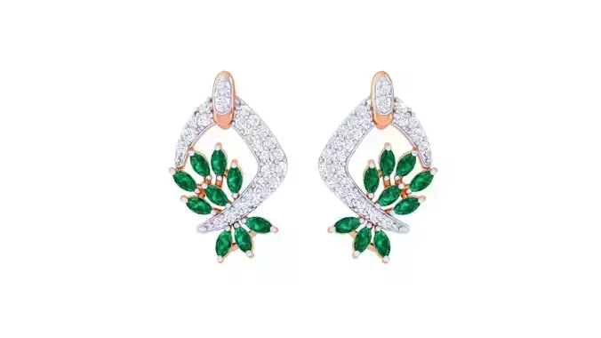 Leaf Women Studs Earrings 3dm stl 3mf obj glb gltf render 3D print model