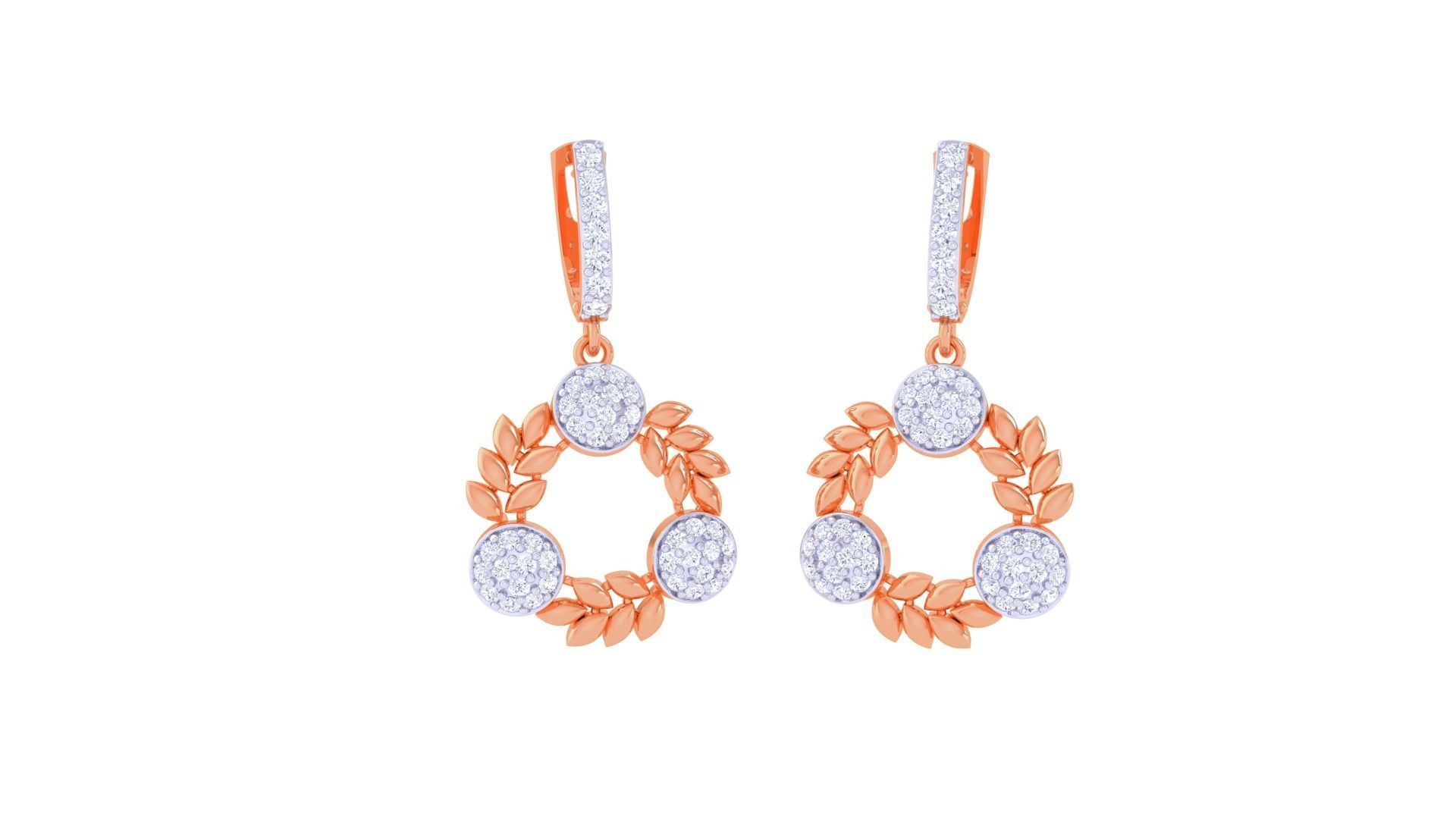 Flower Frame Women Drop Earrings 3dm stl 3mf obj glb gltf render 3D print model_1