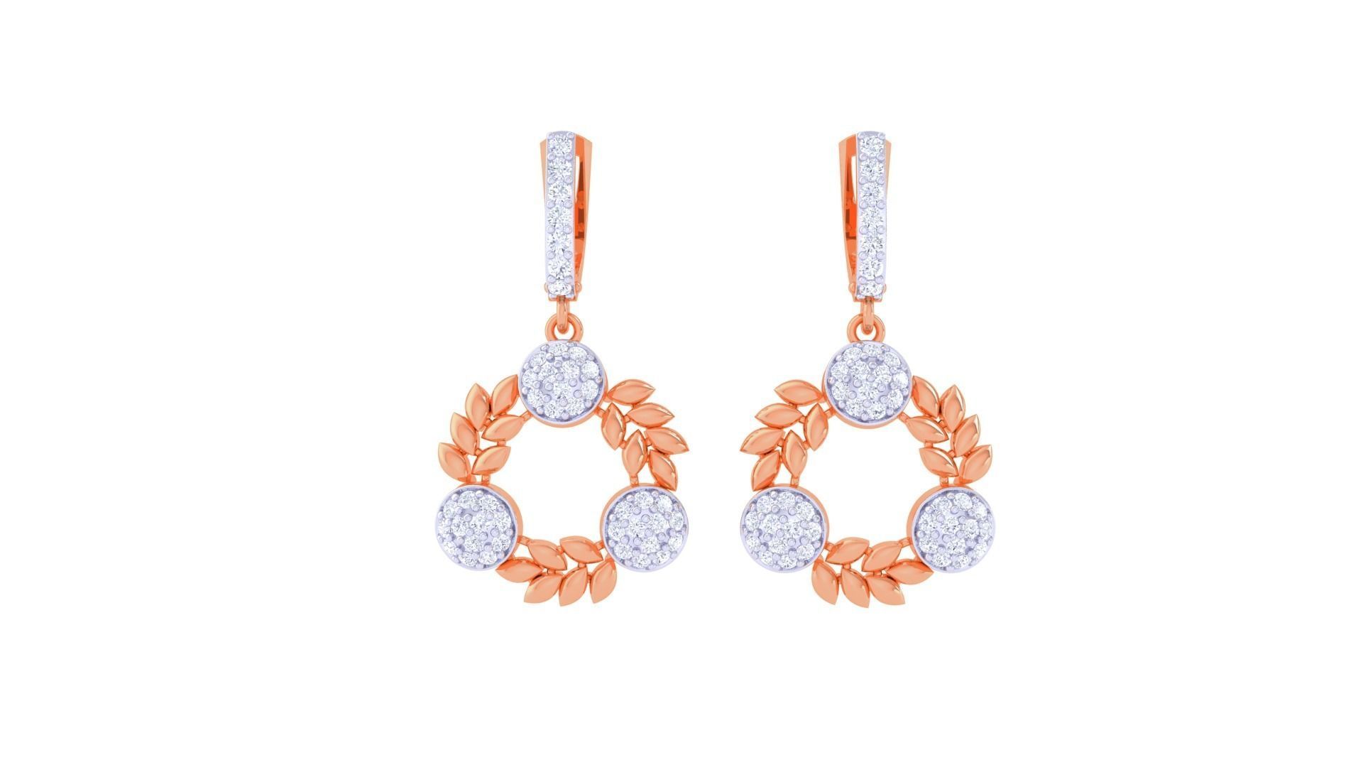 Flower Frame Women Drop Earrings 3dm stl 3mf obj glb gltf render 3D print model_7