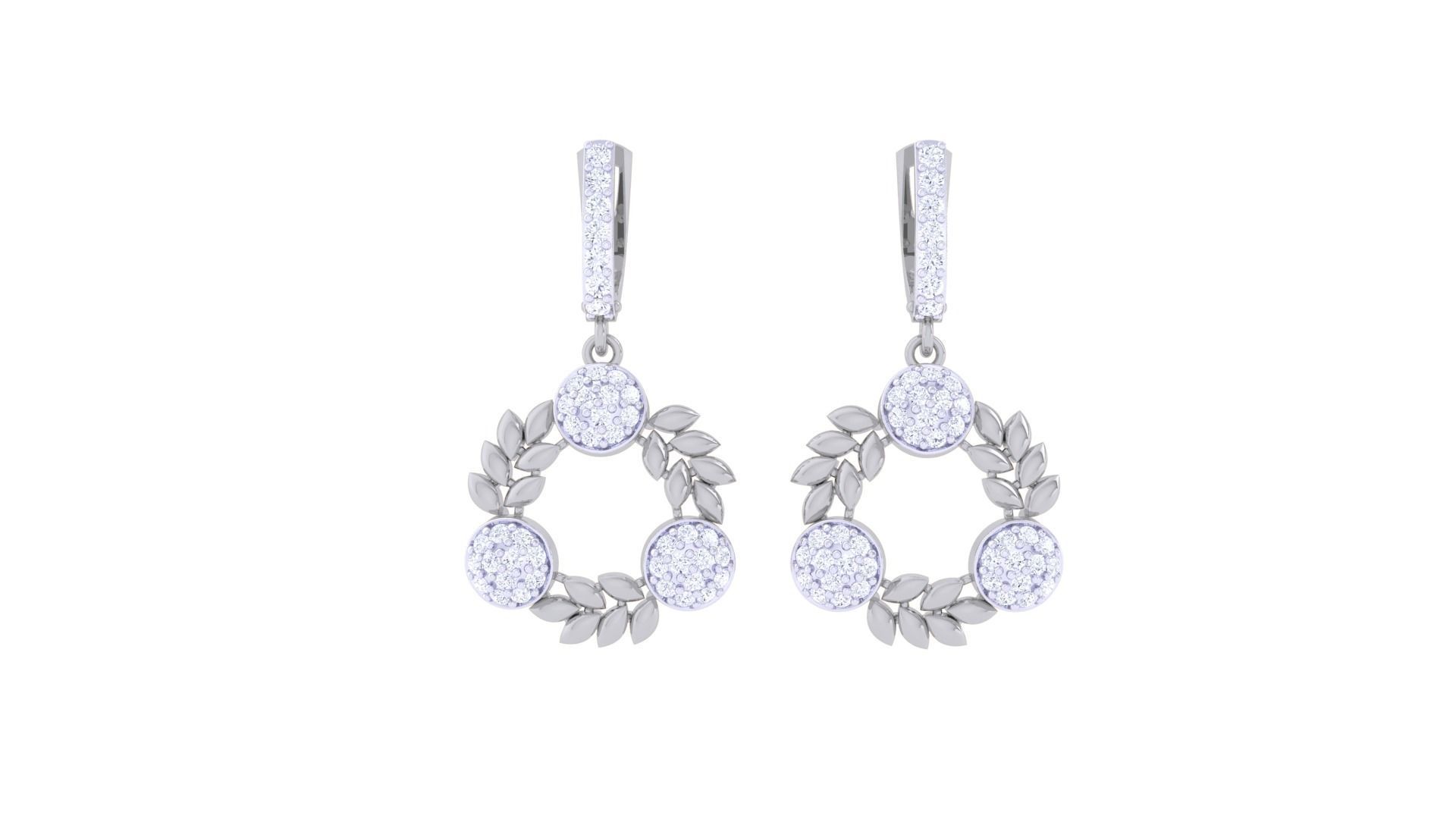 Flower Frame Women Drop Earrings 3dm stl 3mf obj glb gltf render 3D print model_5