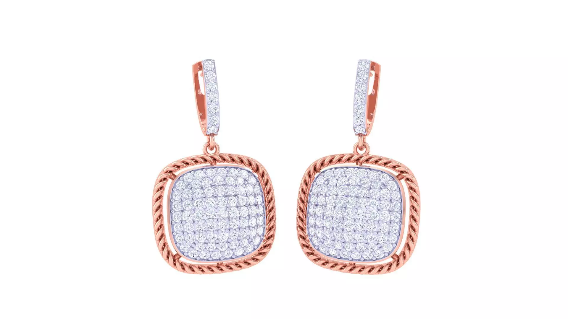 Diamond Heads Women Drop Earrings 3dm stl 3mf obj glb gltf  3D print model_0