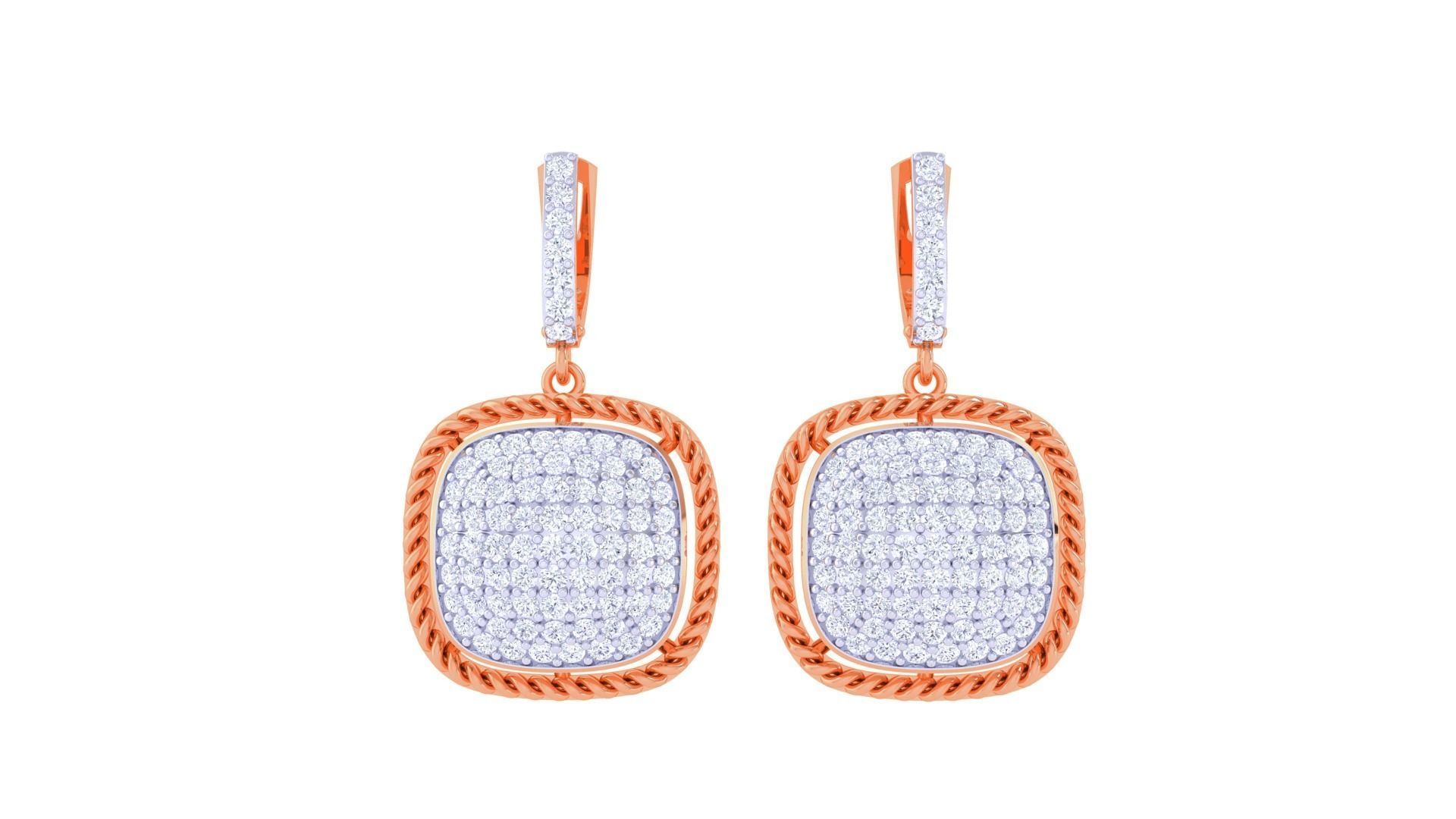 Diamond Heads Women Drop Earrings 3dm stl 3mf obj glb gltf  3D print model_7