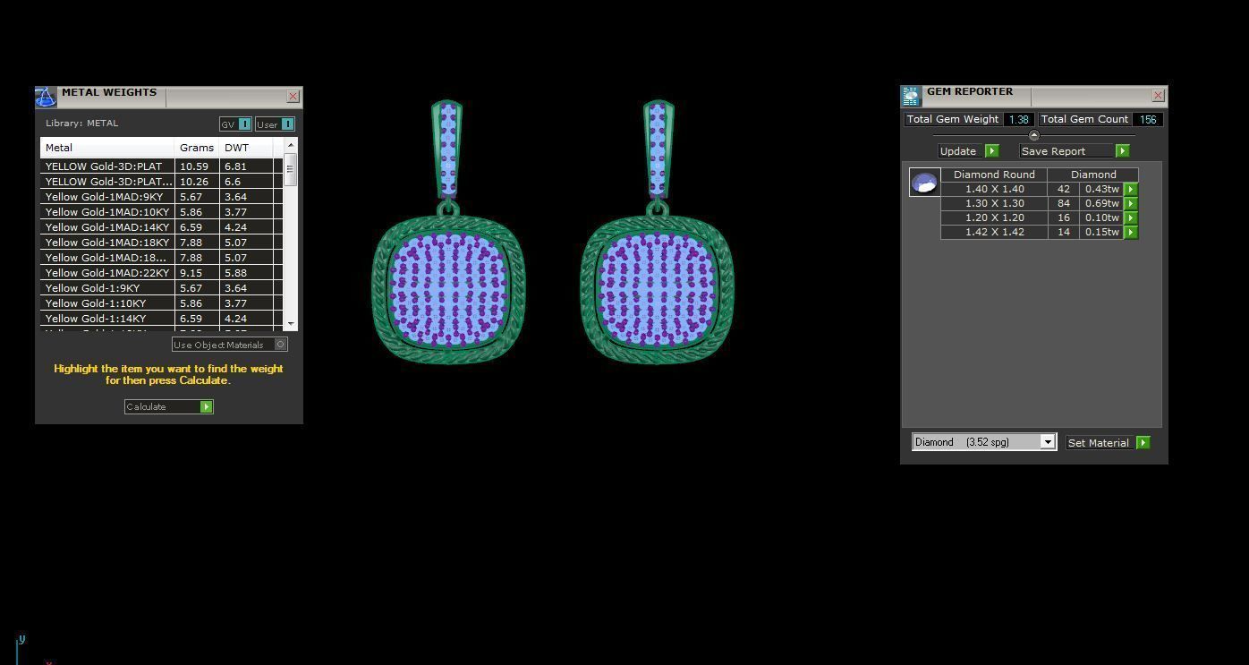 Diamond Heads Women Drop Earrings 3dm stl 3mf obj glb gltf  3D print model_4