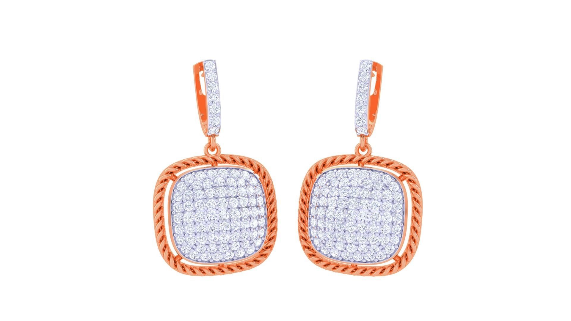 Diamond Heads Women Drop Earrings 3dm stl 3mf obj glb gltf  3D print model_3