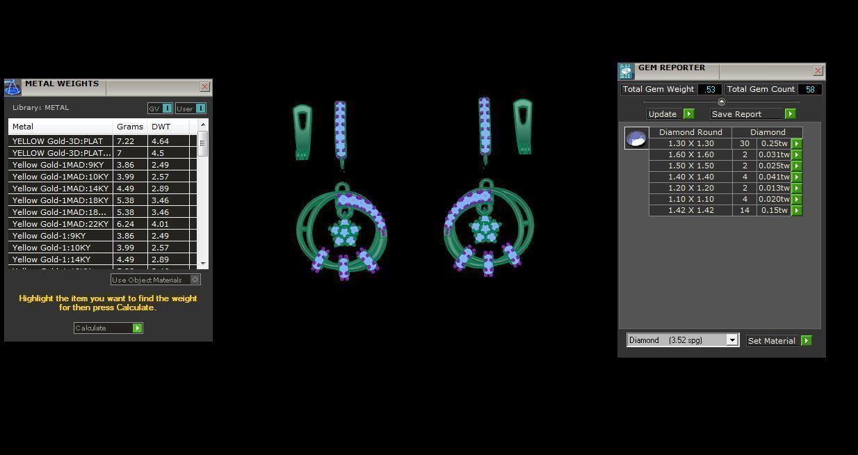 Hanging Women Drop Earrings 3dm stl 3mf obj glb gltf render 3D print model_3