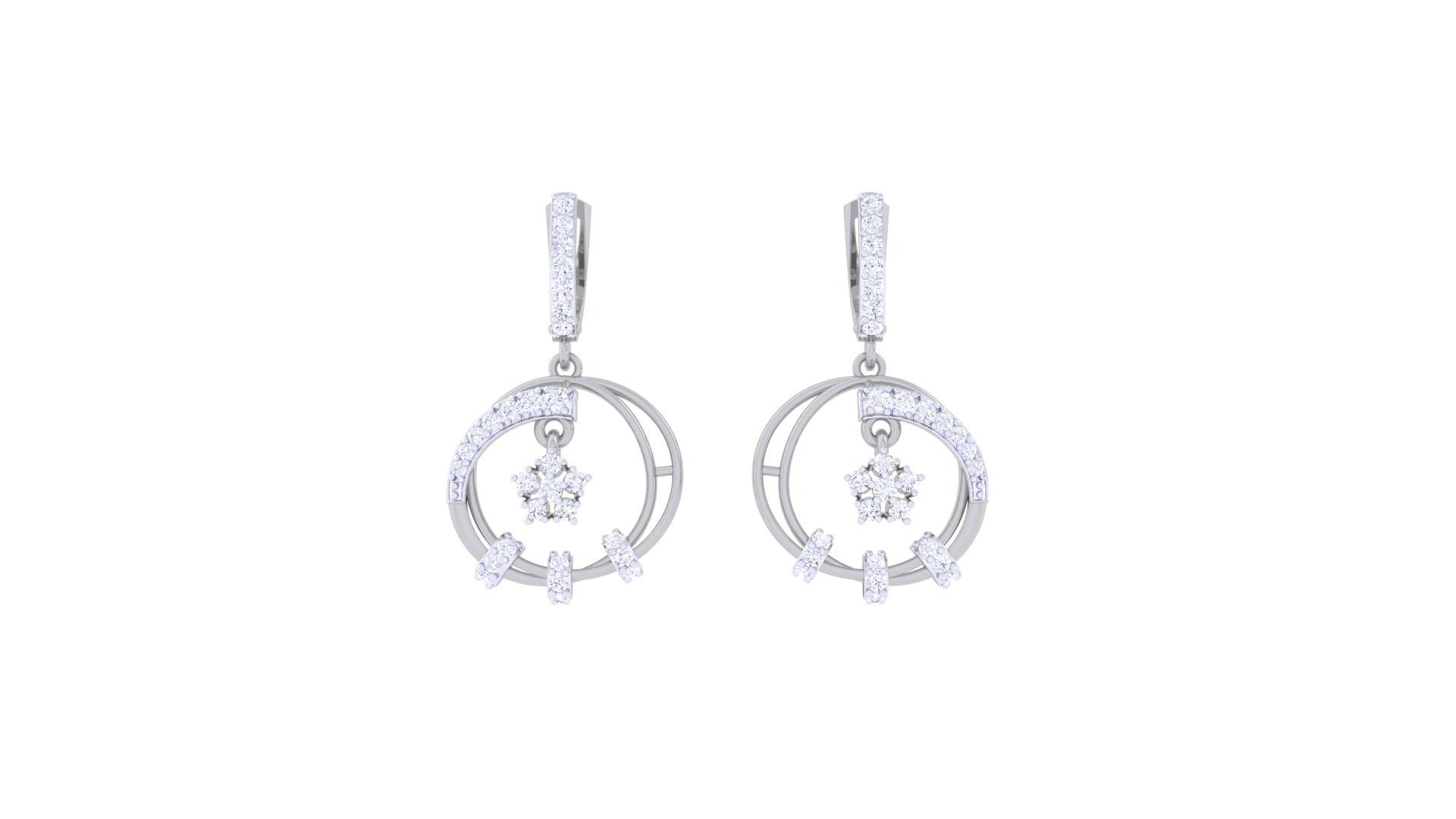 Hanging Women Drop Earrings 3dm stl 3mf obj glb gltf render 3D print model_6