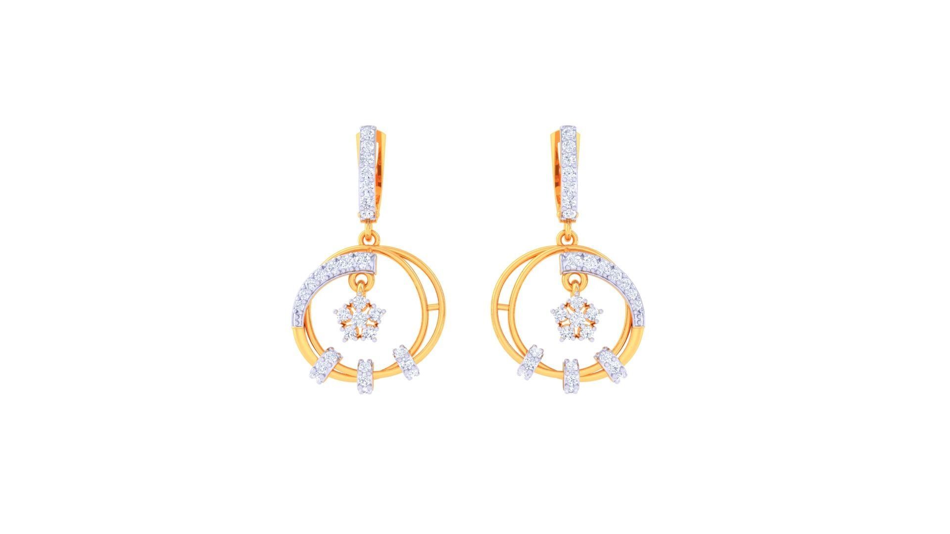 Hanging Women Drop Earrings 3dm stl 3mf obj glb gltf render 3D print model_5