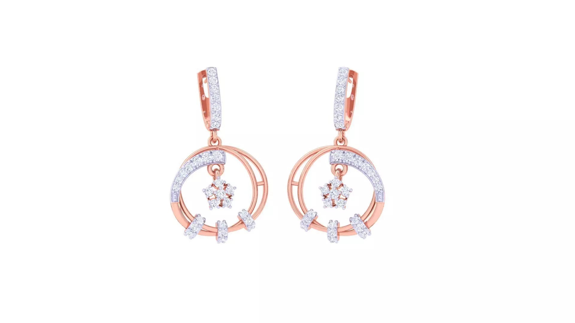 Hanging Women Drop Earrings 3dm stl 3mf obj glb gltf render 3D print model_0