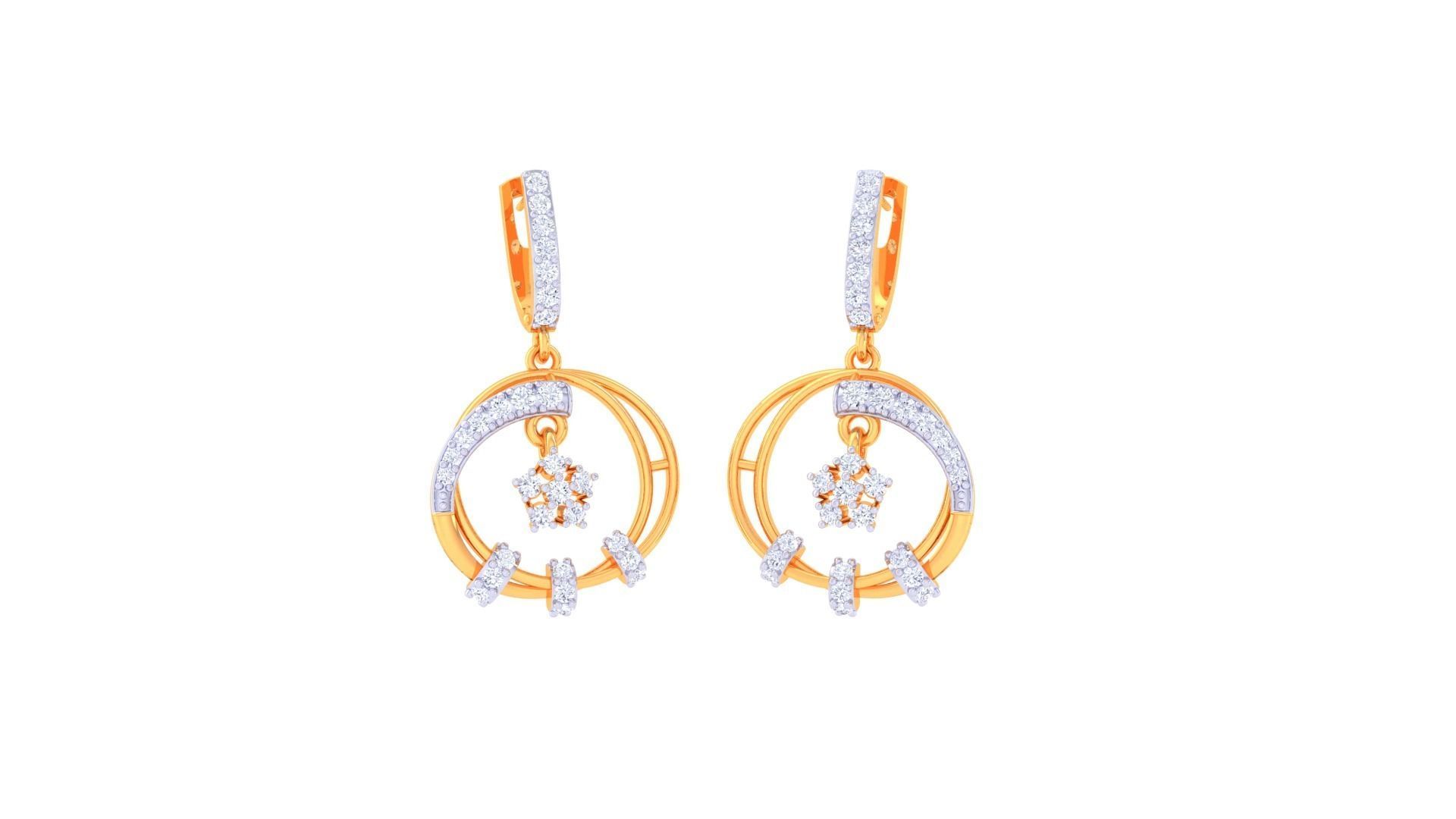 Hanging Women Drop Earrings 3dm stl 3mf obj glb gltf render 3D print model_2