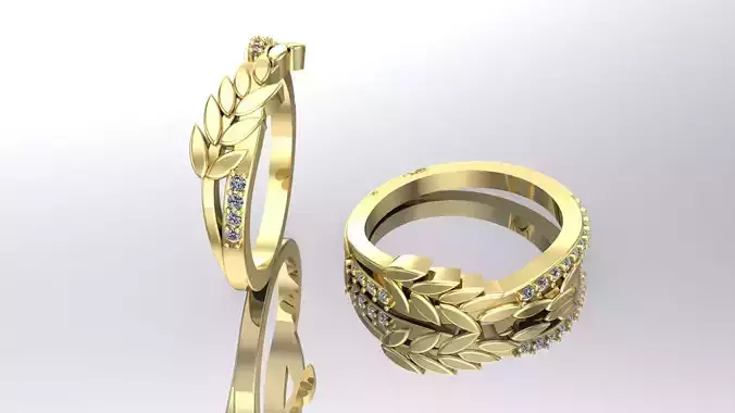 ring leaves with stones