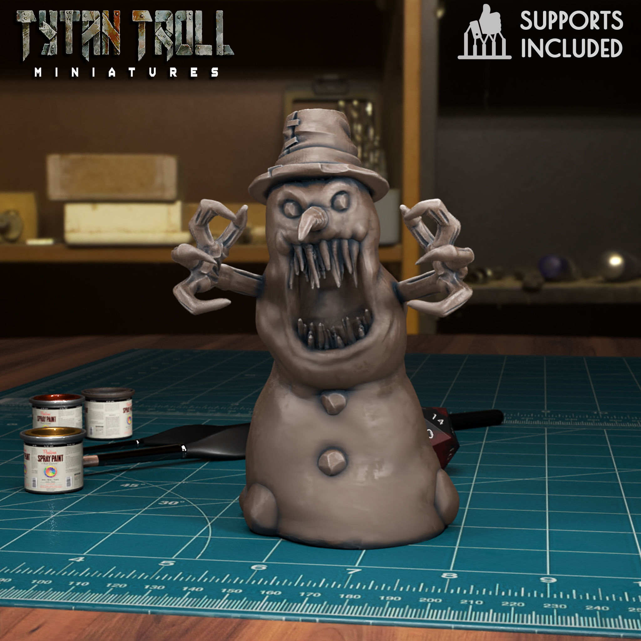 Creepy Snowman 01 - Pre-Supported 3D print model_4