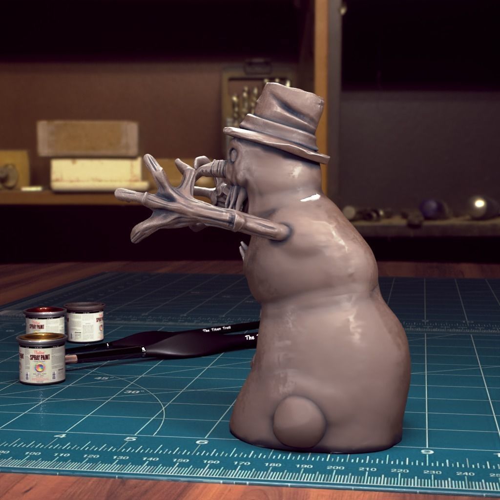 Creepy Snowman 01 - Pre-Supported 3D print model_3