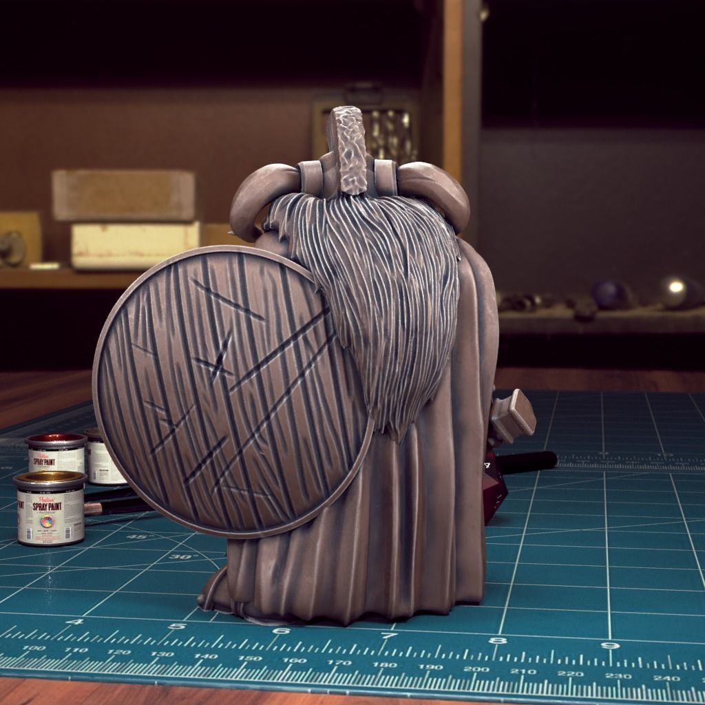 Bearded Female Dwarf 03 - Pre-Supported 3D print model_3