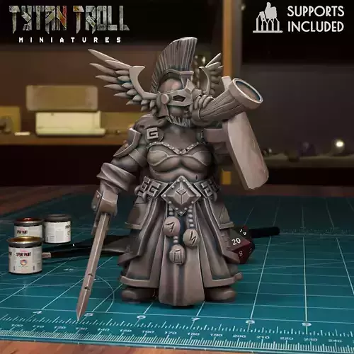 Bearded Female Dwarf 02 - Pre-Supported