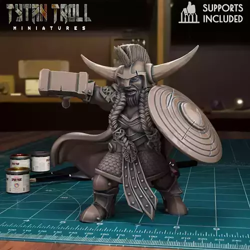 Bearded Female Dwarf 01 - Pre-Supported 3D print model