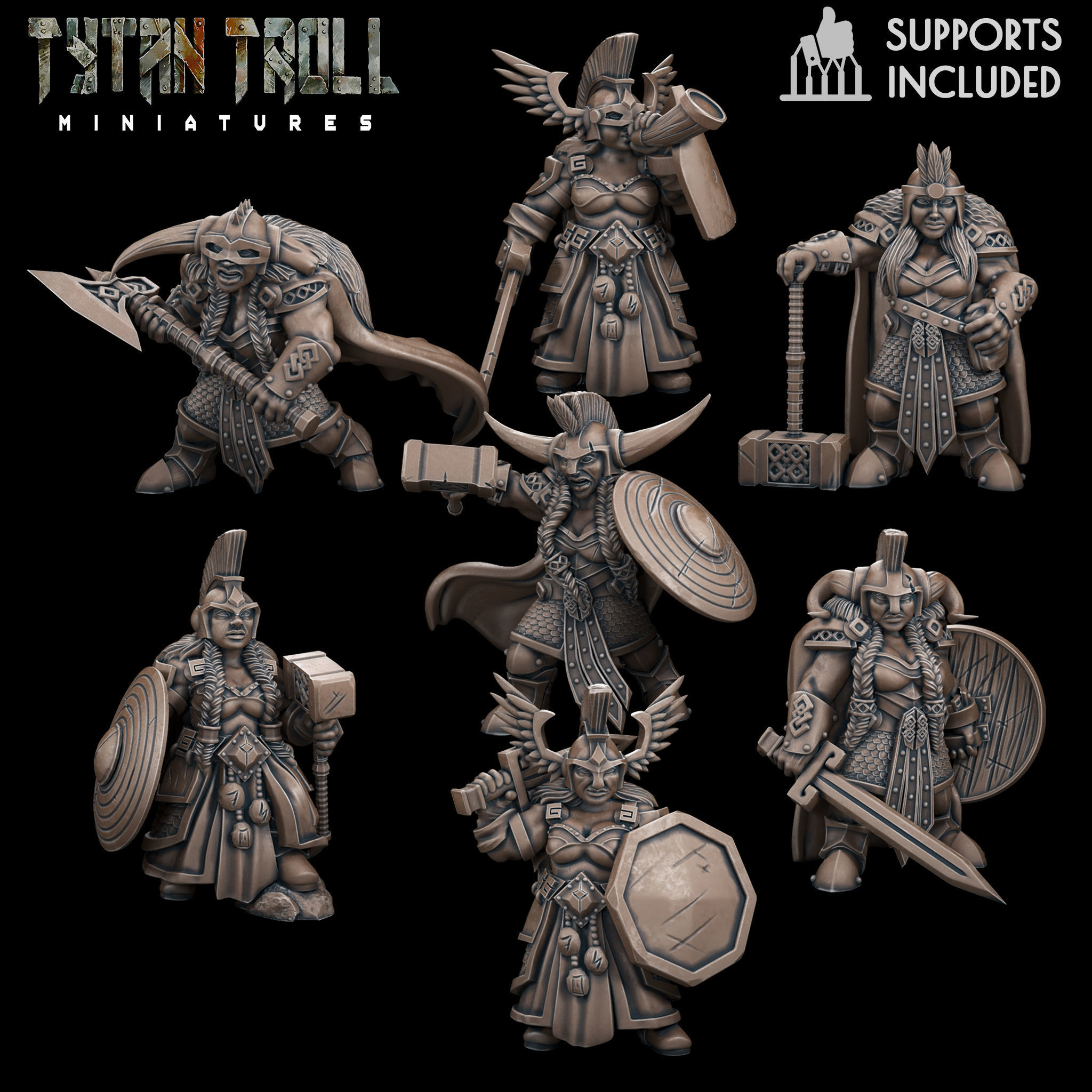 Female Dwarf Bundle - Pre-Supported 3D print model_1