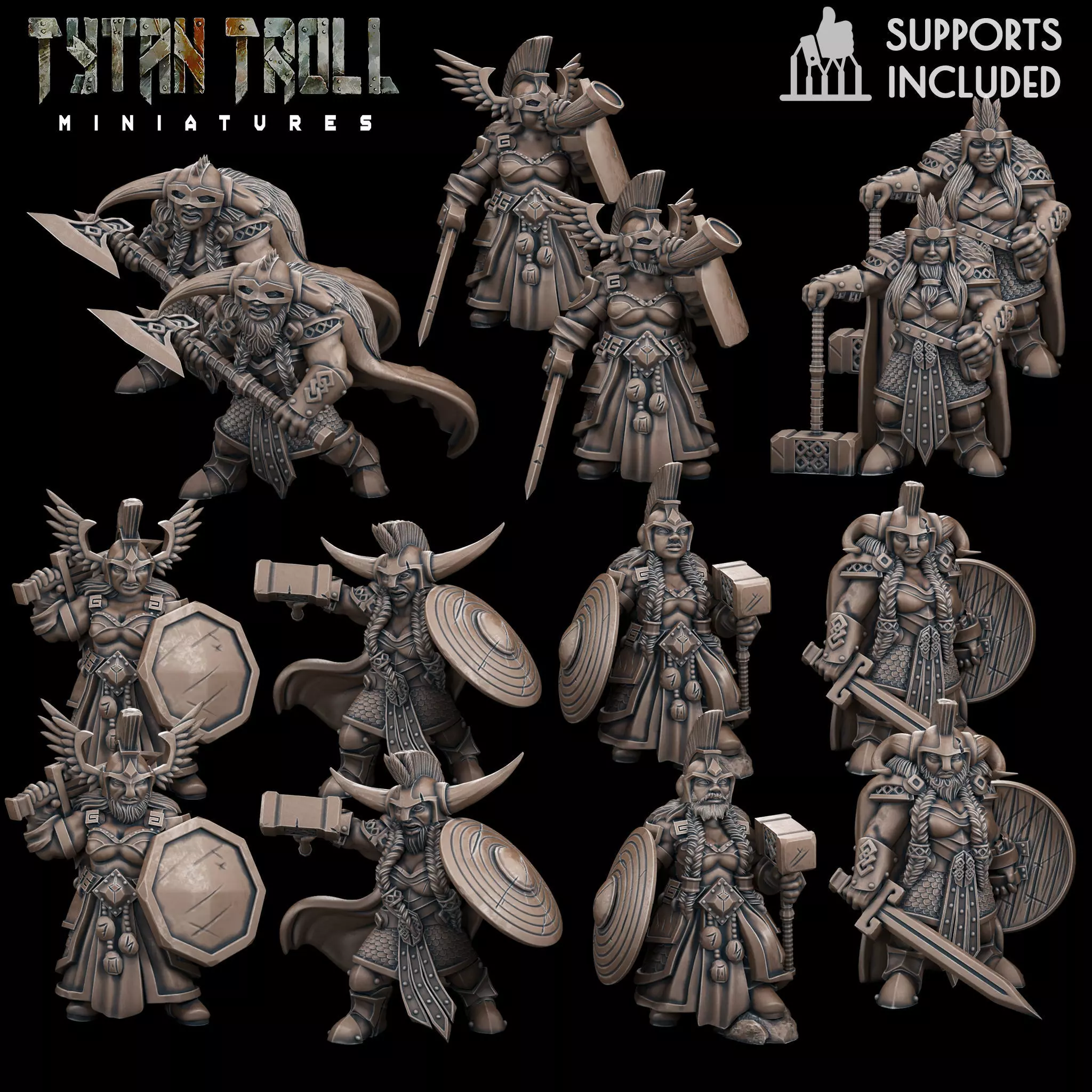 Female Dwarf Bundle - Pre-Supported 3D print model_0