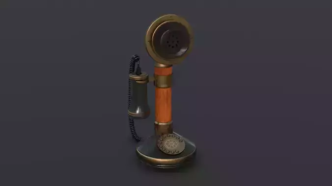 Vintage Candlestick Telephone Low-poly 3D model