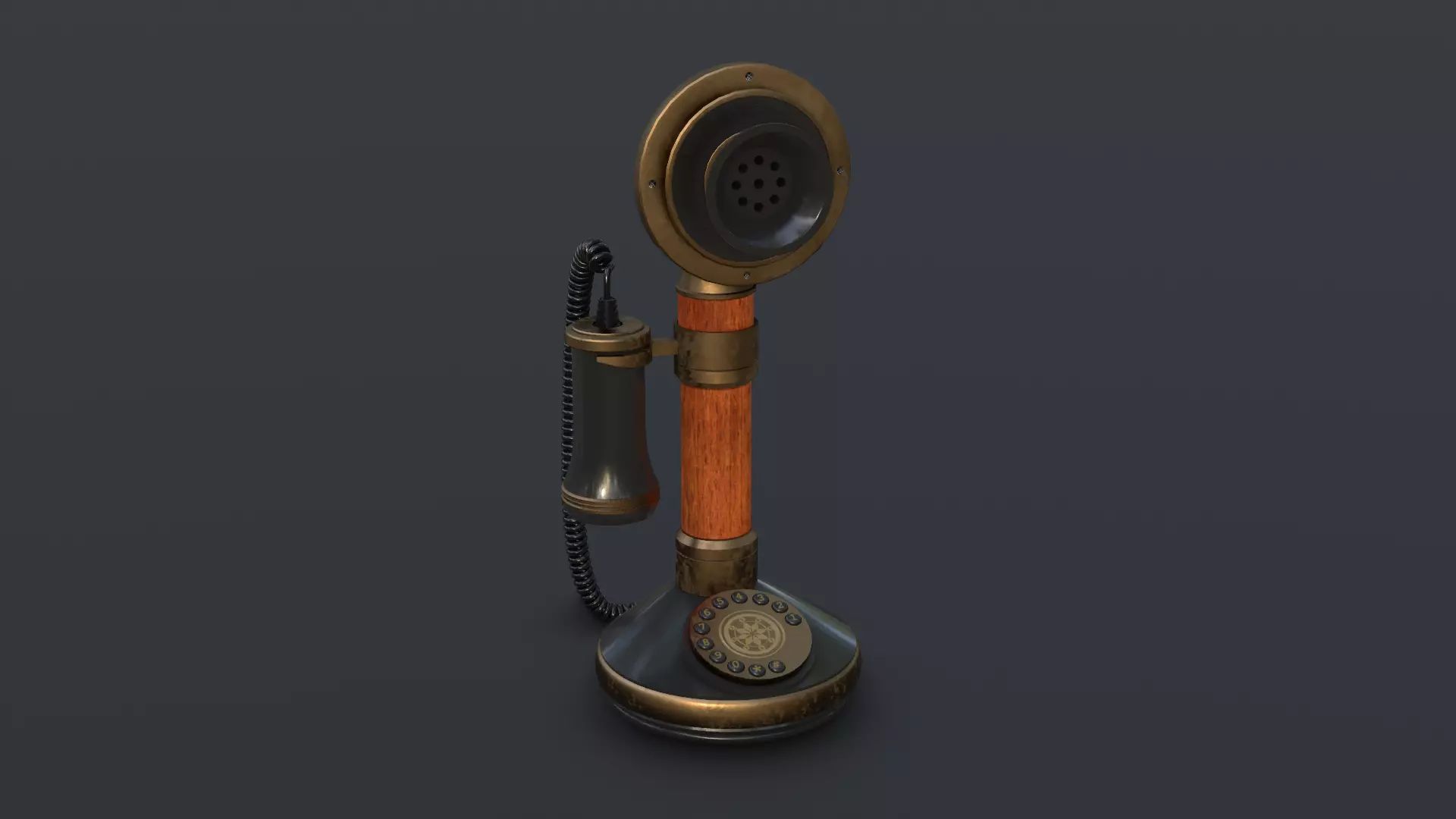 Vintage Candlestick Telephone Low-poly 3D model
