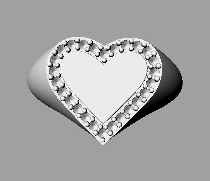 Heart Diamond Signet Ring 3D print model_16