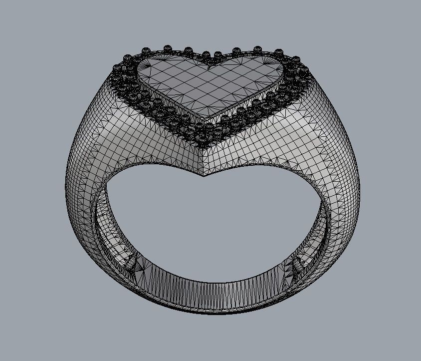 Heart Diamond Signet Ring 3D print model_11