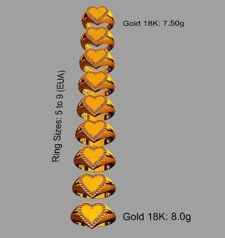 Heart Diamond Signet Ring 3D print model_4