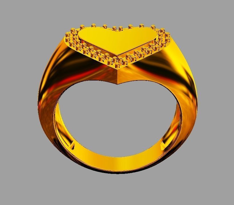 Heart Diamond Signet Ring 3D print model_8