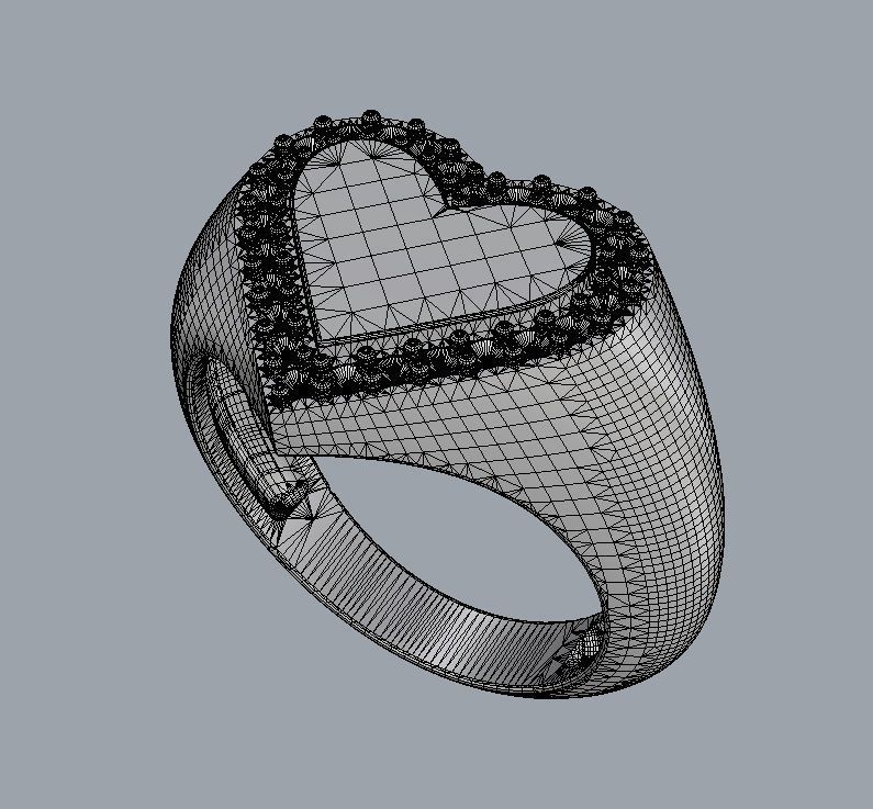 Heart Diamond Signet Ring 3D print model_10
