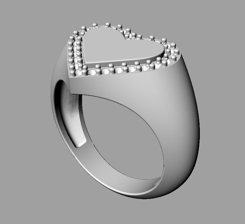 Heart Diamond Signet Ring 3D print model_17