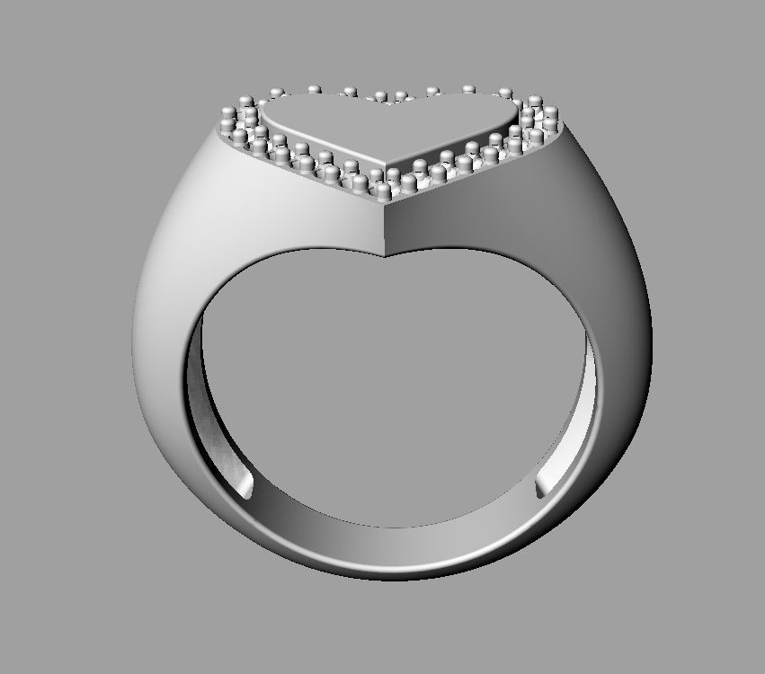 Heart Diamond Signet Ring 3D print model_20