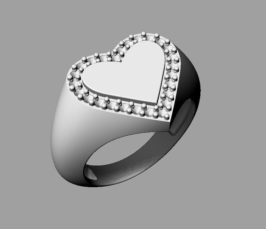 Heart Diamond Signet Ring 3D print model_15