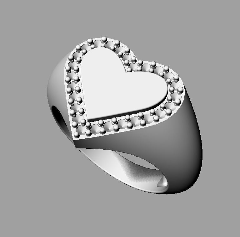Heart Diamond Signet Ring 3D print model_21