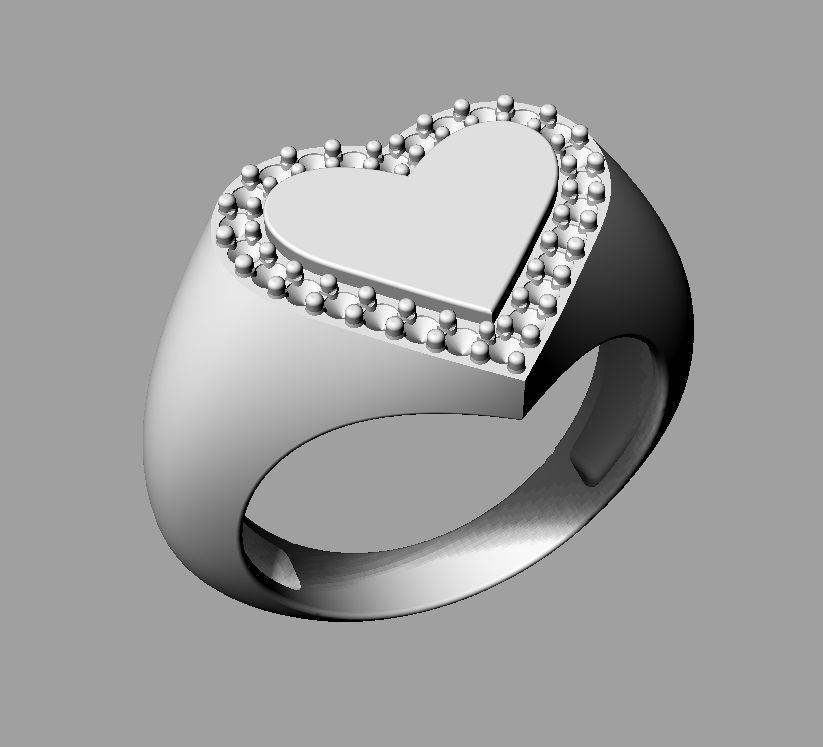 Heart Diamond Signet Ring 3D print model_19