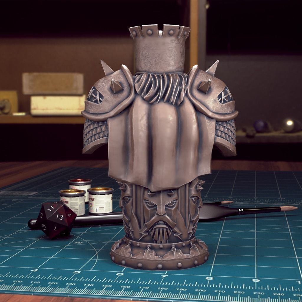 Dwarf Chess Rook - Pre-Supported 3D print model_3