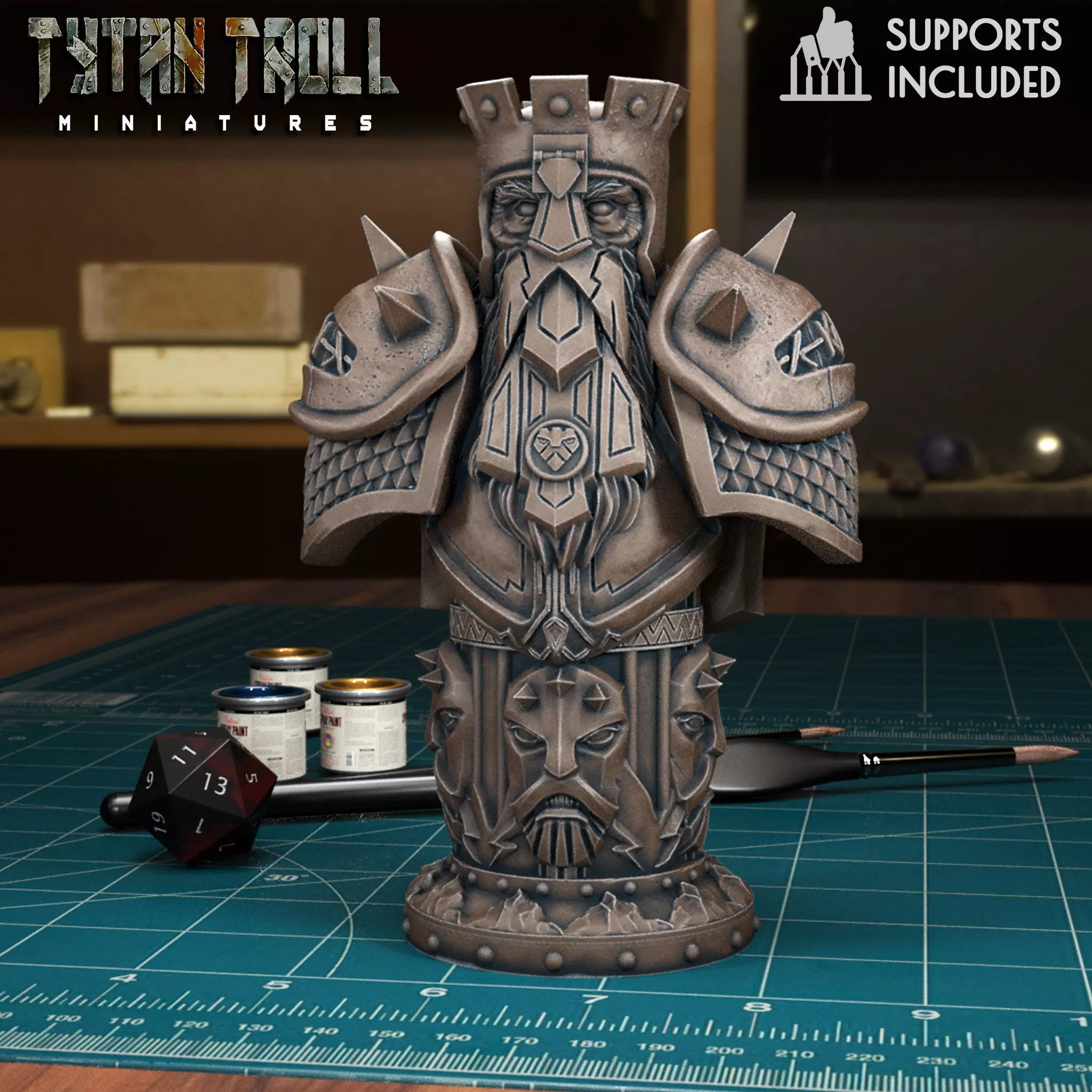 Dwarf Chess Rook - Pre-Supported 3D print model_0