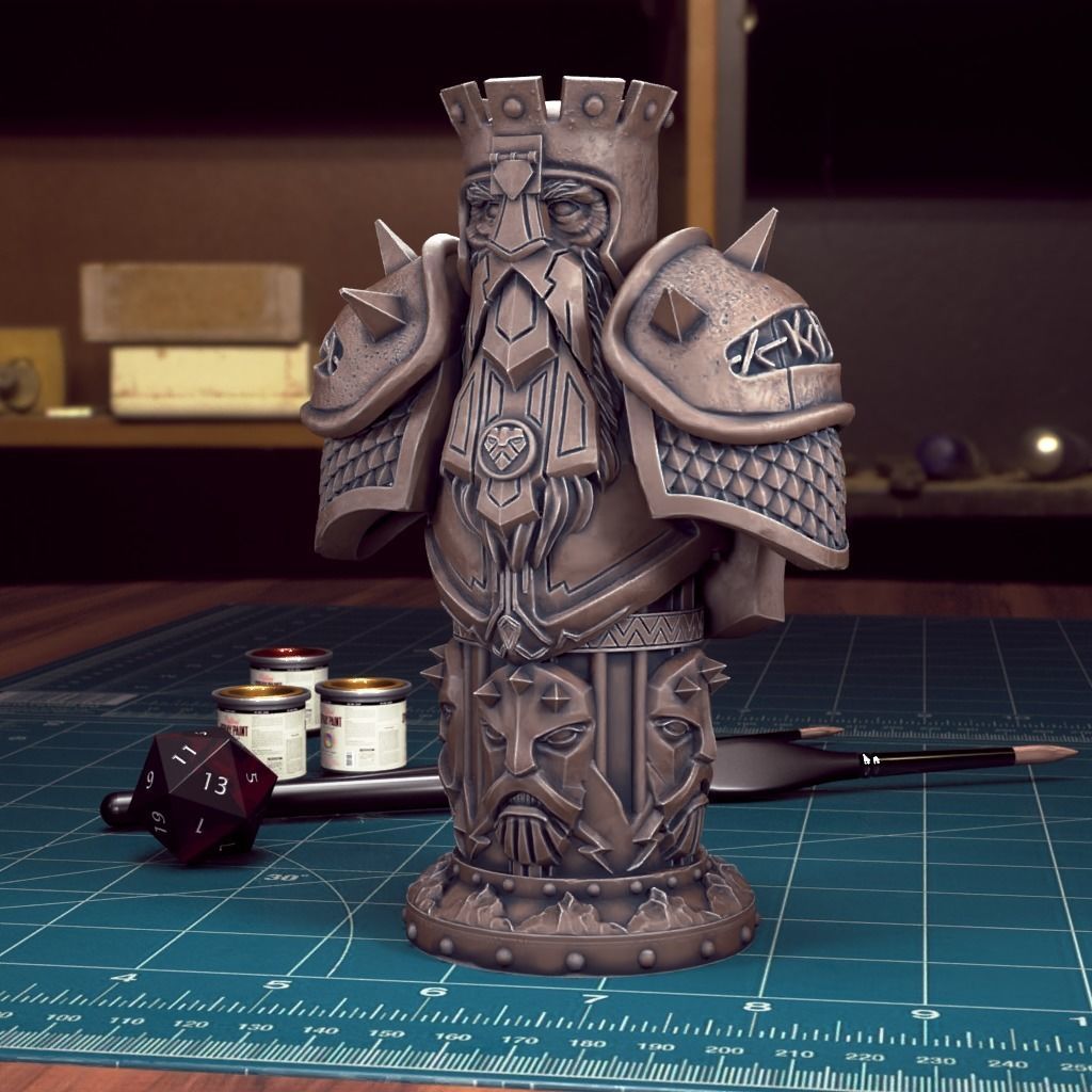Dwarf Chess Rook - Pre-Supported 3D print model_4