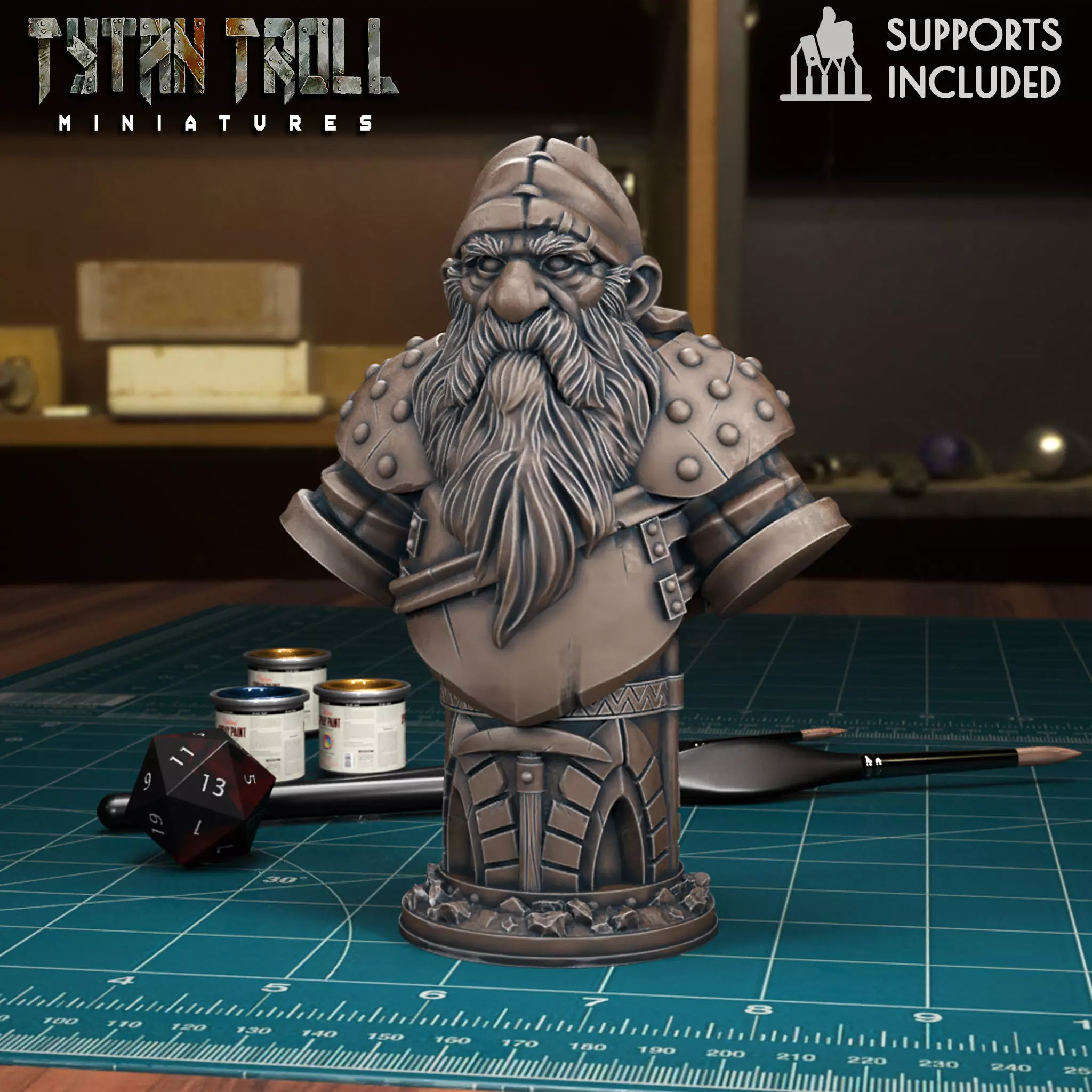 Dwarf Chess Pawn - Pre-Supported 3D print model_0