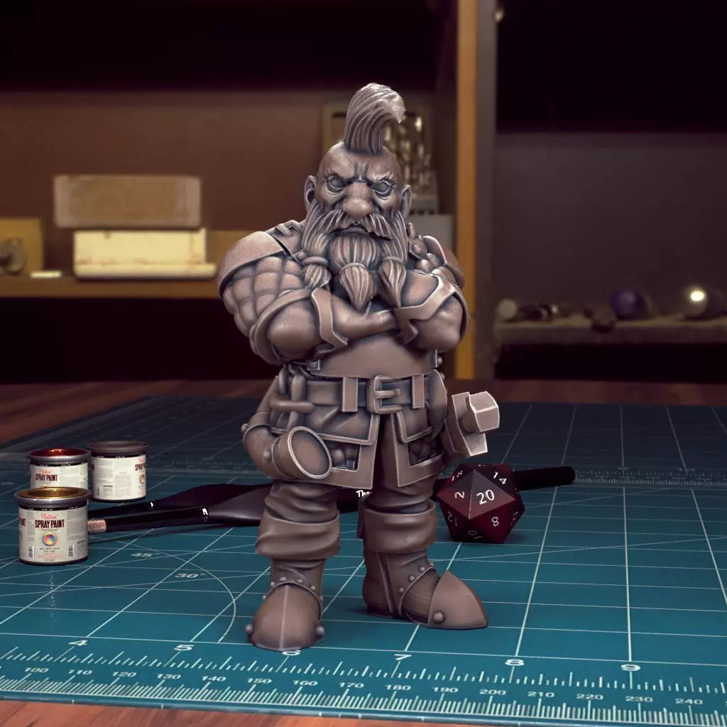 Male Dwarf 03 - Pre-Supported 3D print model