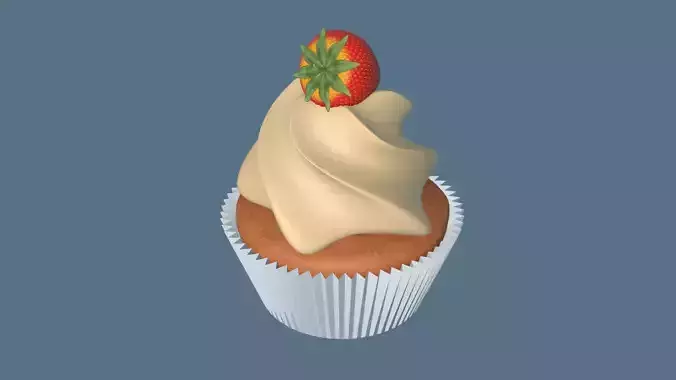 Strawberry Cream Cupcake 3D model