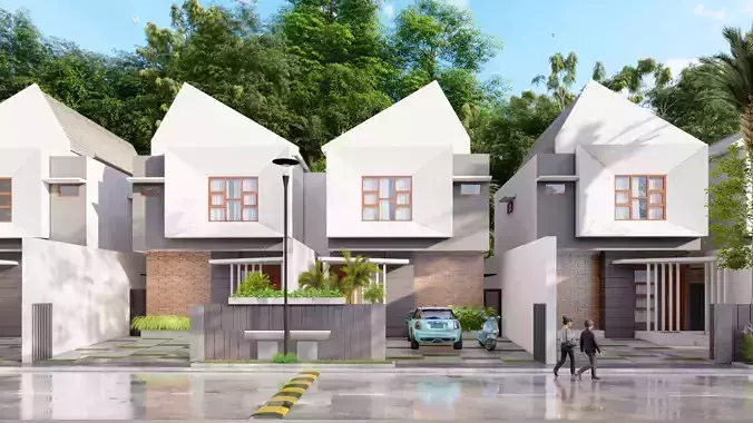 Modern housing with car animation