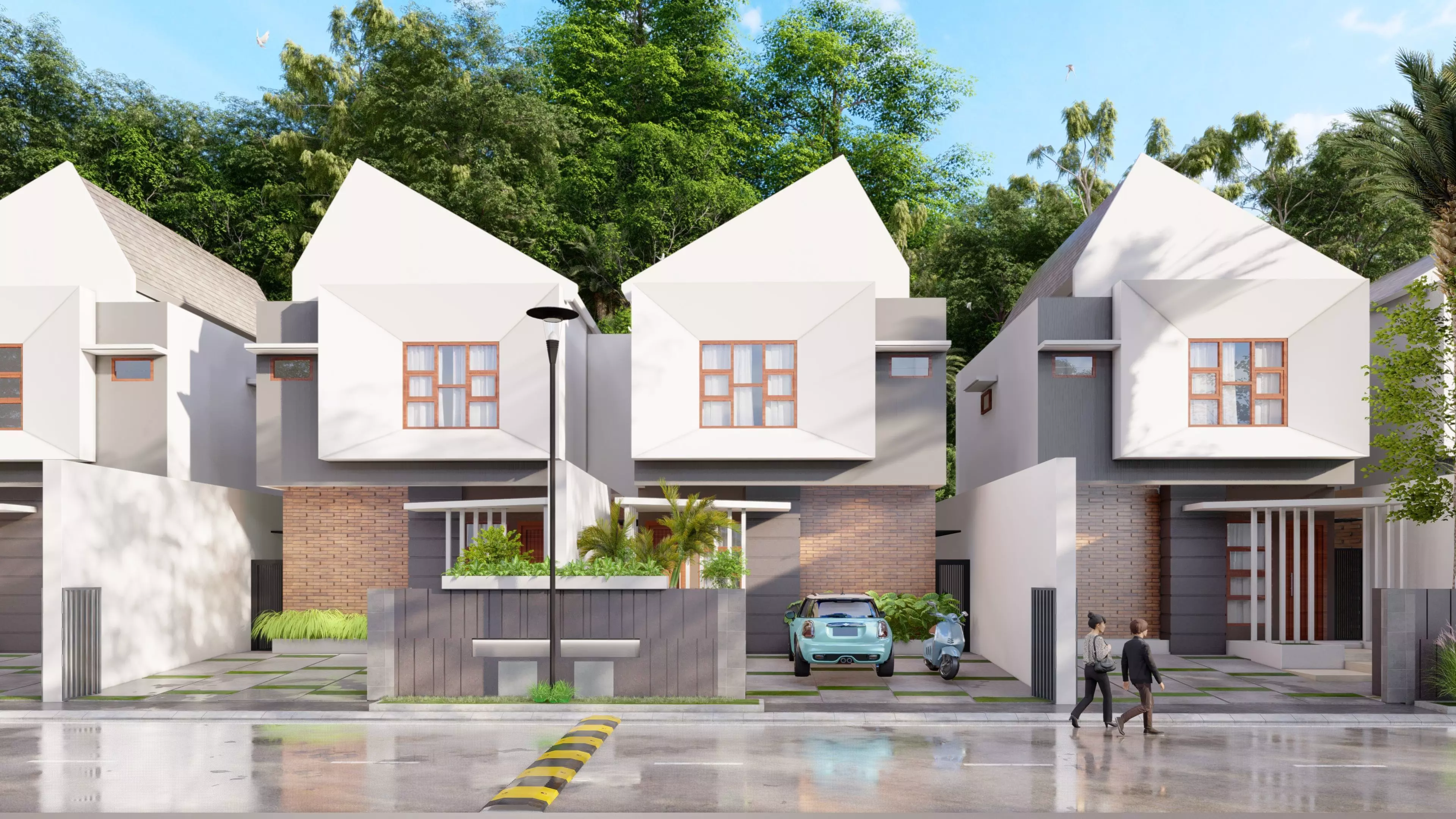 Modern housing with car animation 3D model