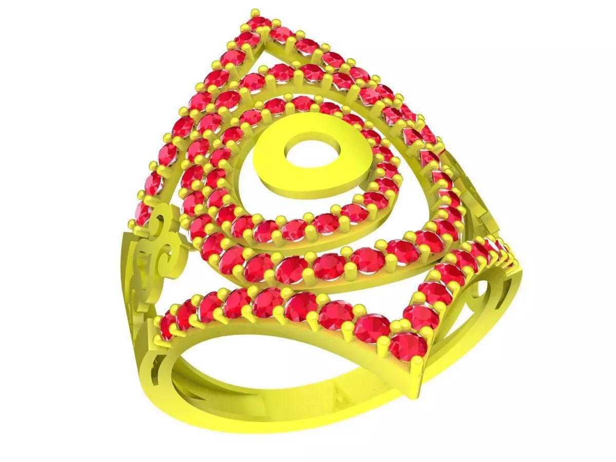 Luxury Geometric Pave Statement Ring 3D Model for Fine Jewe 5023 3D print model