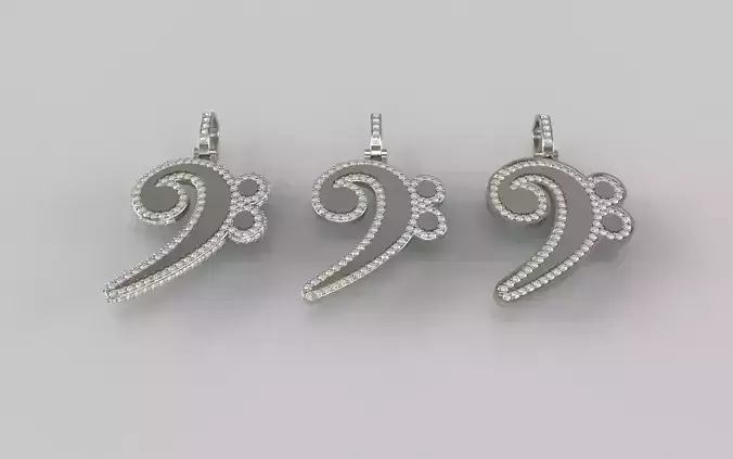 Music Note Pendants - Bass Clef