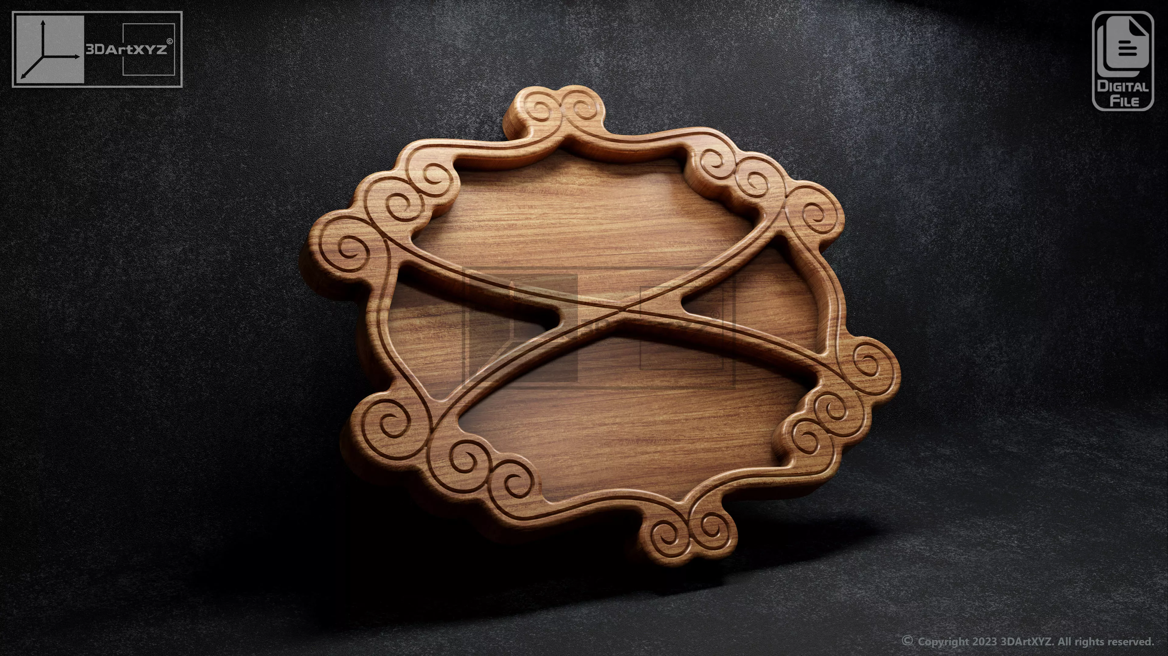 Antique Style Tray 2 - CNC Files for Wood 3D model_0