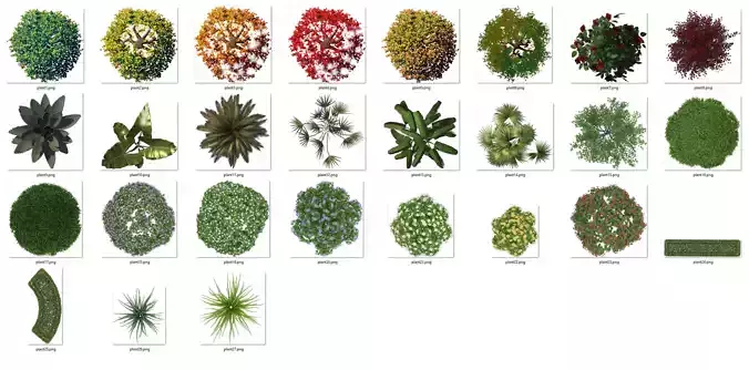 2D Trees and Shrubs  TopViews Collection 27 Layers  PNG PSD PDF  Texture