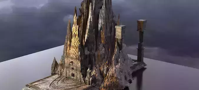 Dark Victorian Castle courtyard 3