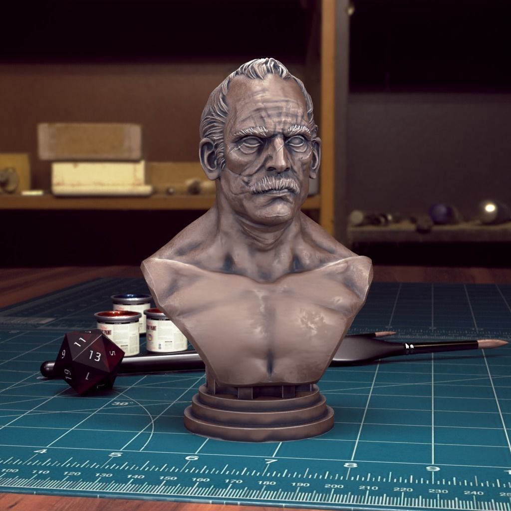 Male Head Bust - Pre-Supported 3D print model_1