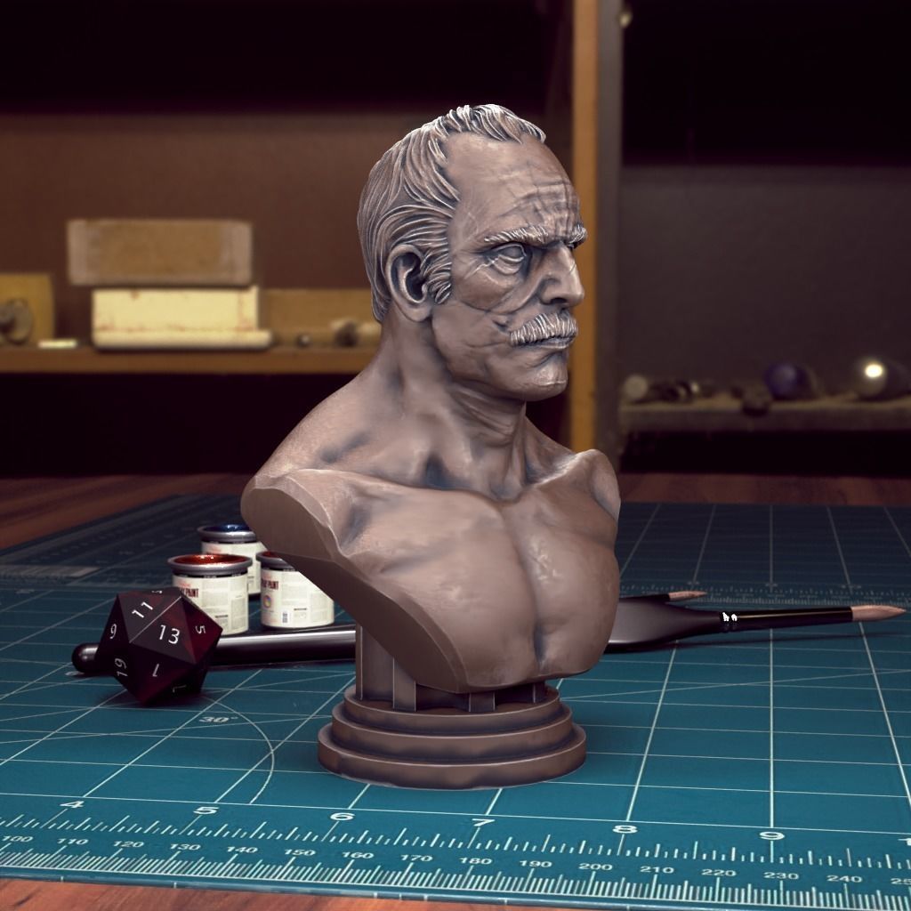 Male Head Bust - Pre-Supported 3D print model_4